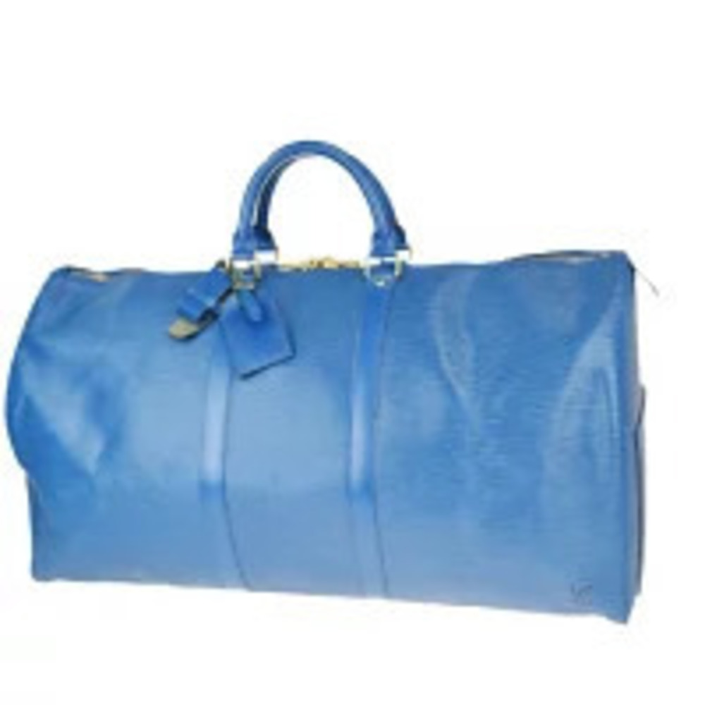 Louis Vuitton Keepall Boston Bag Travel Handbag Epi Toledo Blue Leather